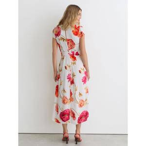 REISS Lyra Floral-Print Belted Midi Dress